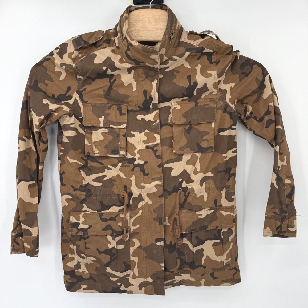 Love‎ Tree Field Jacket Womens Medium Brown Camo Utility Military Cotton Coat